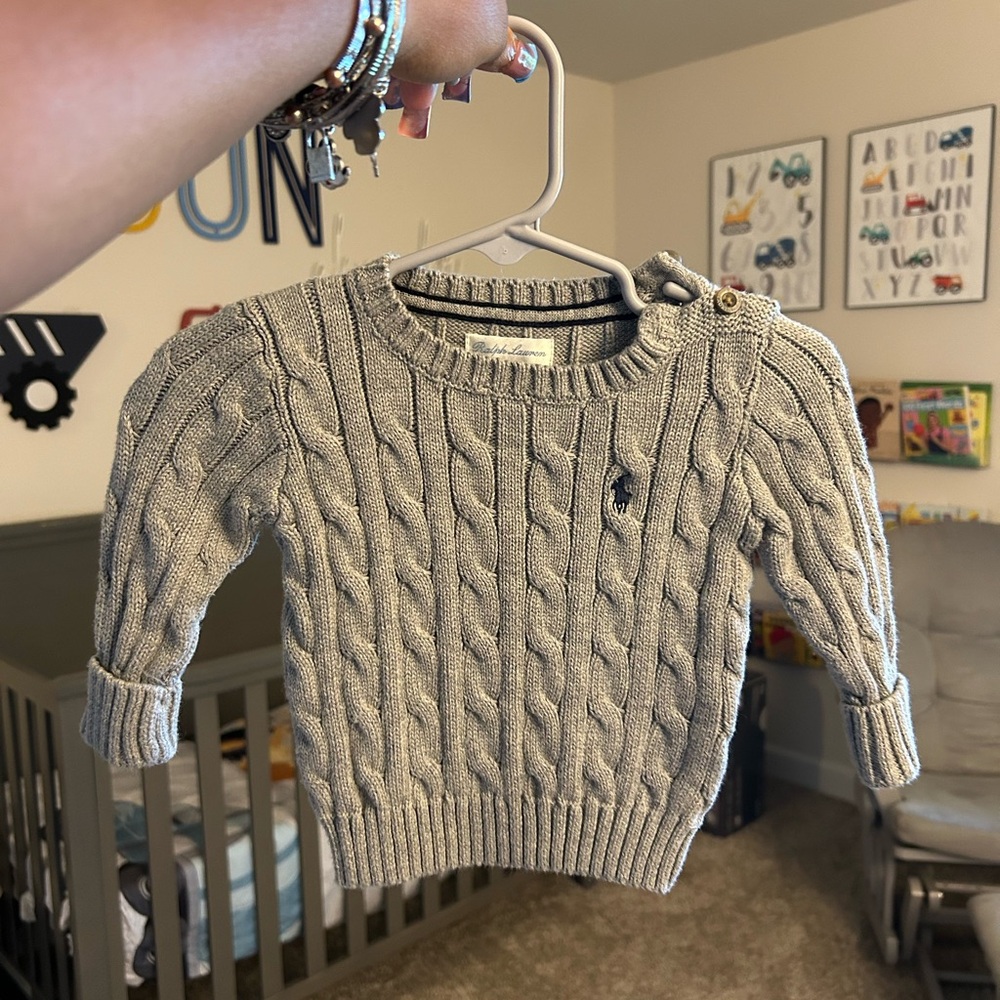 Polo by Ralph Lauren Gray Cable Knit Sweater